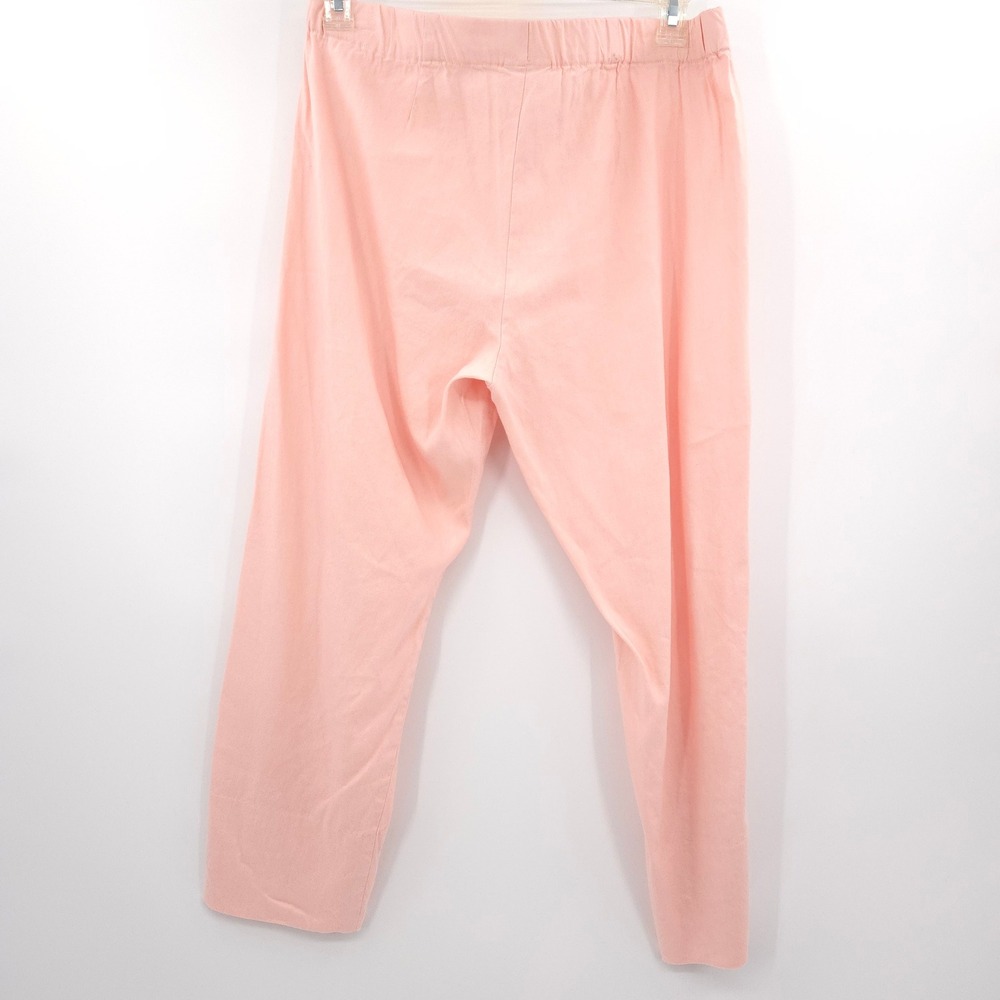 J.Jill Linen Stretch Pants Women Size M Peach Pull-On Side Slit Trousers - Picture 8 of 9